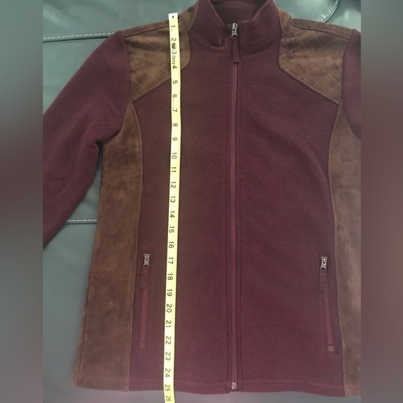 🎉Host Pick🎉New Talbots maroon/brown faux suede trim fleece soft jacket, PM - Picture 16 of 16